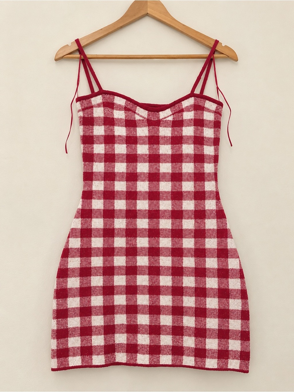 Wild Fable Red & White Gingham Knit Mini Dress Size M